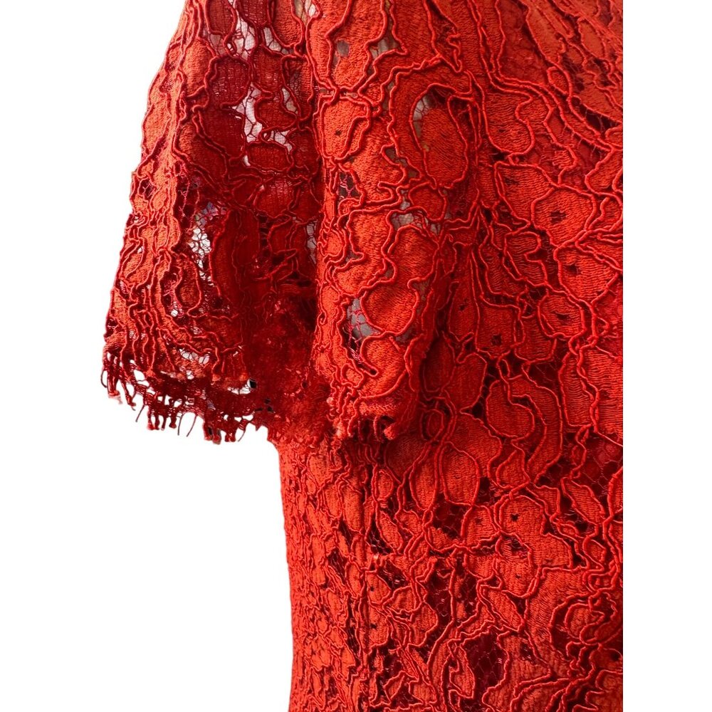 2/$25 ZARA Medium Red / Orange Lace Mini Dress - Picture 6 of 14